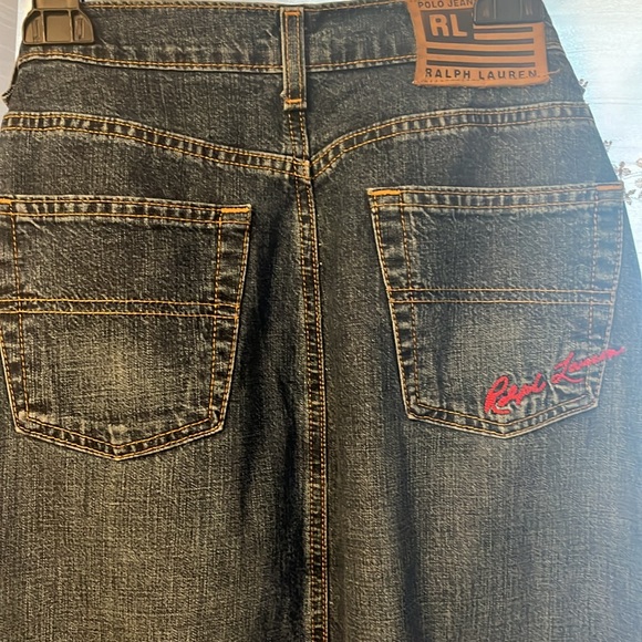 Ralph Lauren Long Jean Skirt with Front Slit.  Size 6 - Picture 2 of 2